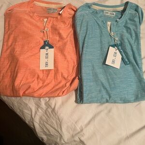 Tenth and Ocean tshirts. Two for one. Orange and blue. Size L